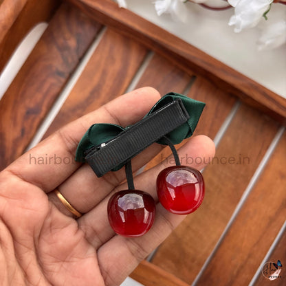 Cherry Bow Alligator Hair Clip