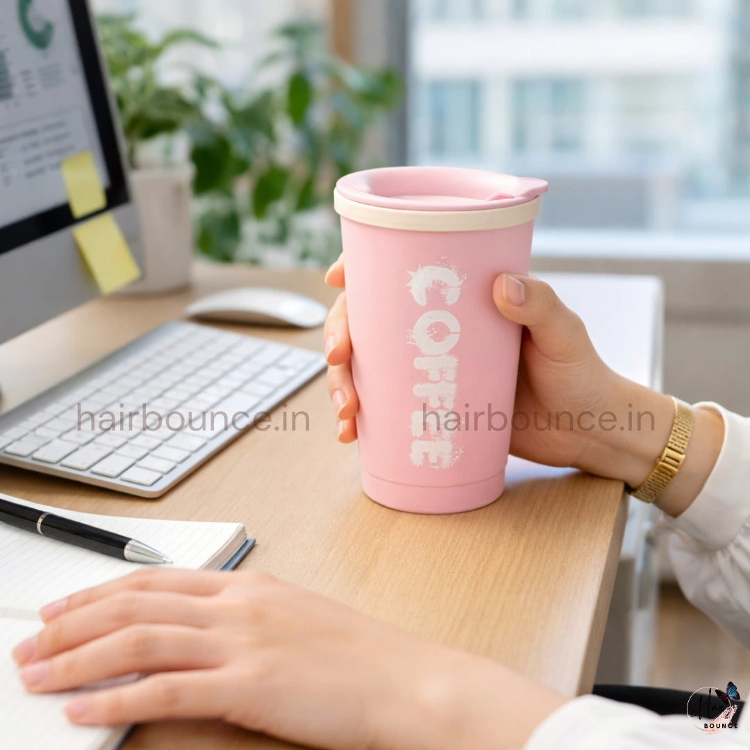 Cute Pastel Coffee Tumbler with Lid – Reusable Travel Cup