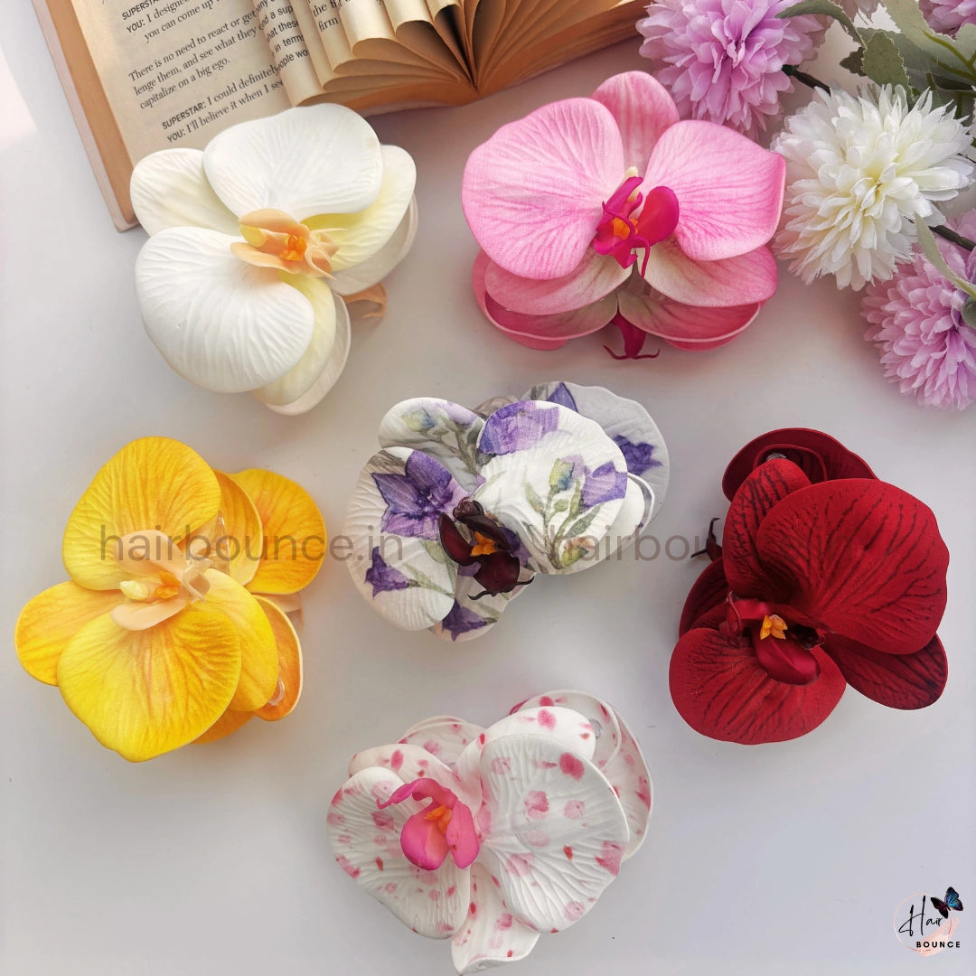 Orchid Bloom Hair Claw – Luxe Floral Edition / Large