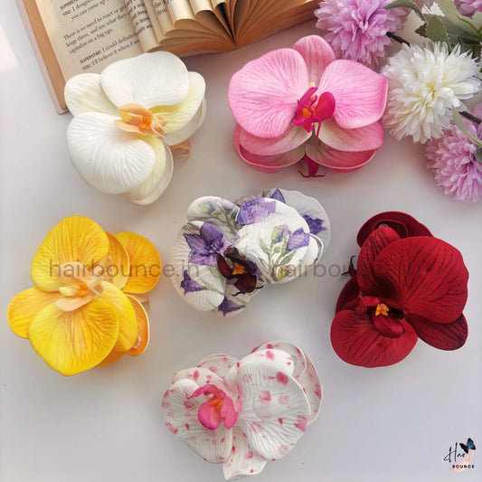 Orchid Bloom Hair Claw – Luxe Floral Edition / Large