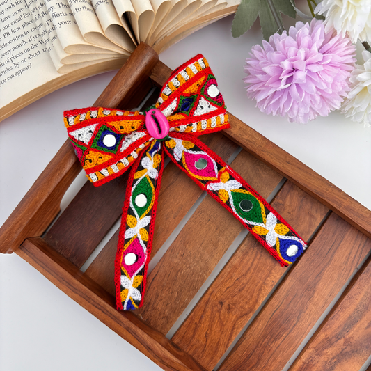 Navratri Shell Center Bow Hair Clip - Assorted Shell Colour