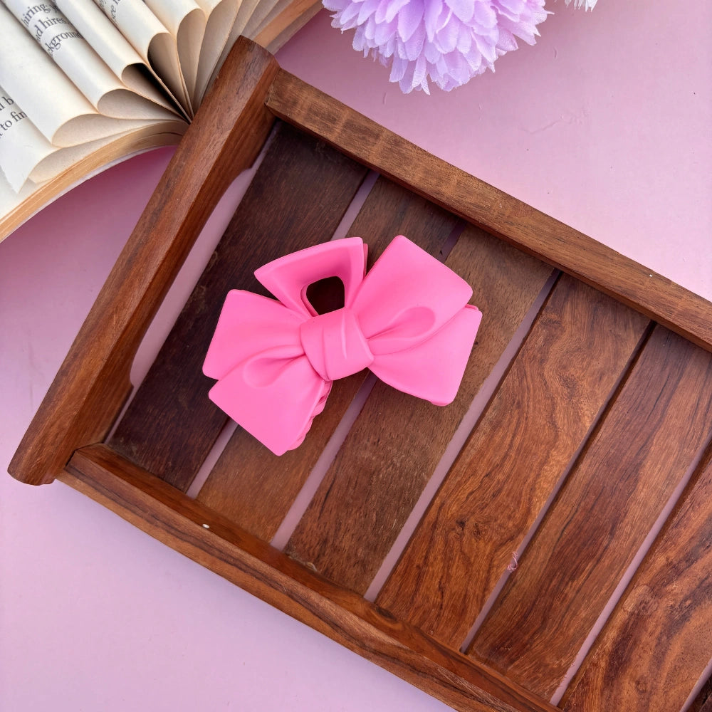 Matte Finish Bow Hair Claw - Large