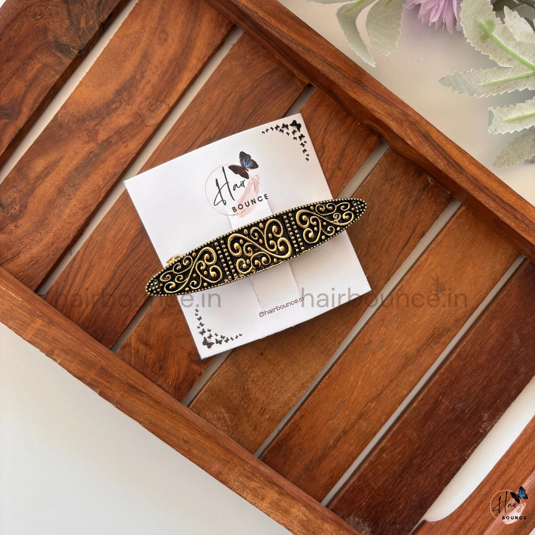 Heritage Scroll Antique Metallic Barrette