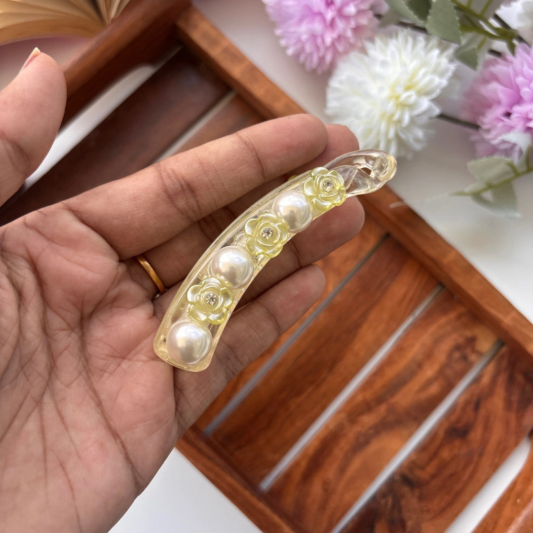 Pearl Blossom Banana Clip - Medium