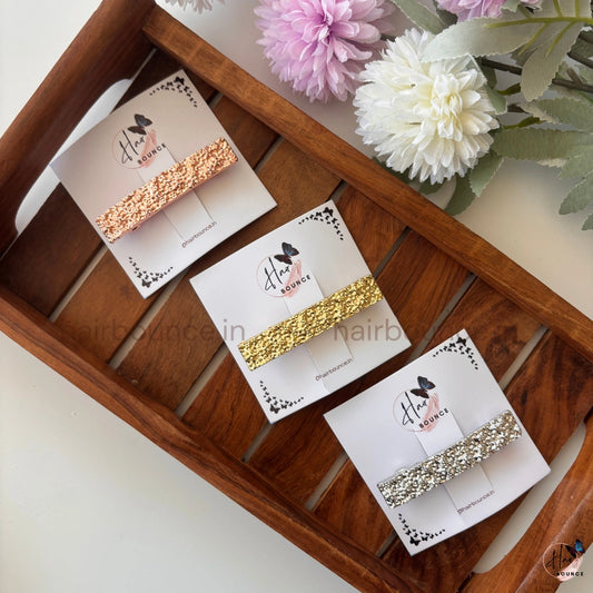 Nova Sparkle Textured Rectangle Barrette – Festive Glam Collection
