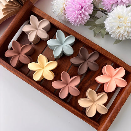 Colourful Matte Finish Flower Hair Claw - Medium