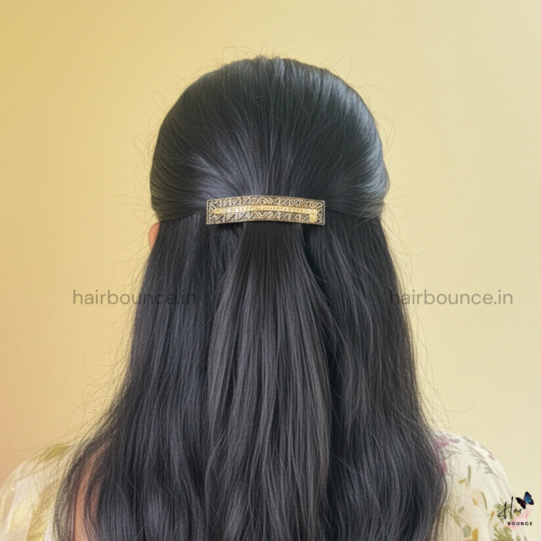 Antique Bar Engraved Hair Clip