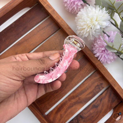 Marble Finish Curved Banana Hair Clip – Medium
