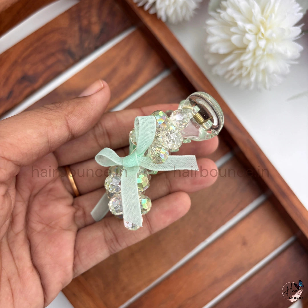 Crystal Bow Mini Hair Claw – Small