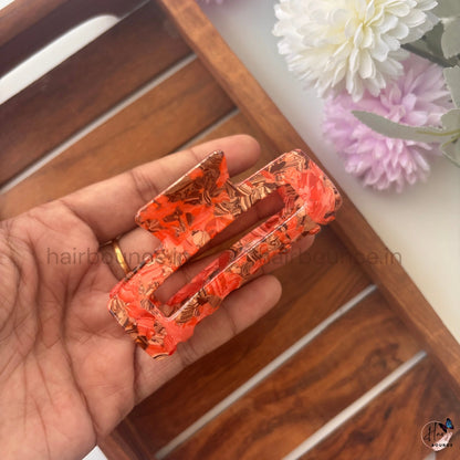 Marble Luxe Rectangle Hair Claw – Large