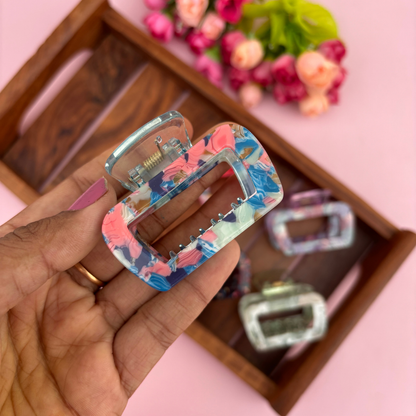 Marble Sheet Finish Hair Claw - Medium