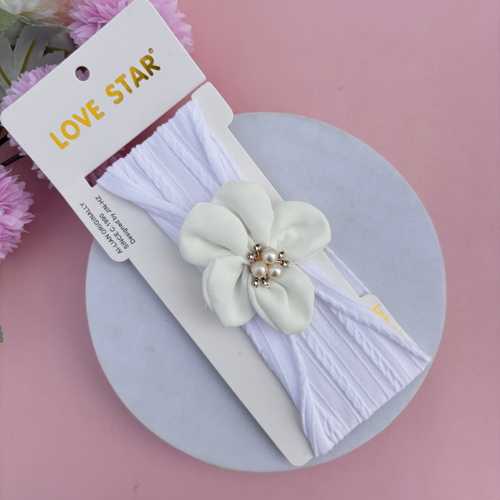 Triple Pearl Bloom New Born Headband