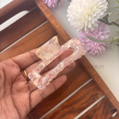 Marble Luxe Rectangle Hair Claw – Large