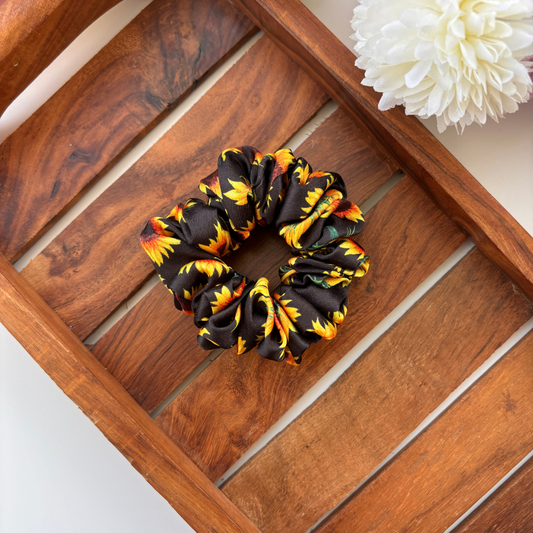 🌻 Sunny Bloom Satin Scrunchie - Small