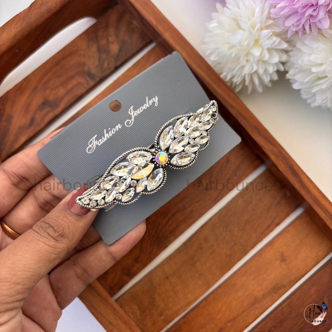 Royal Crystal Leaf Center Hair Clip