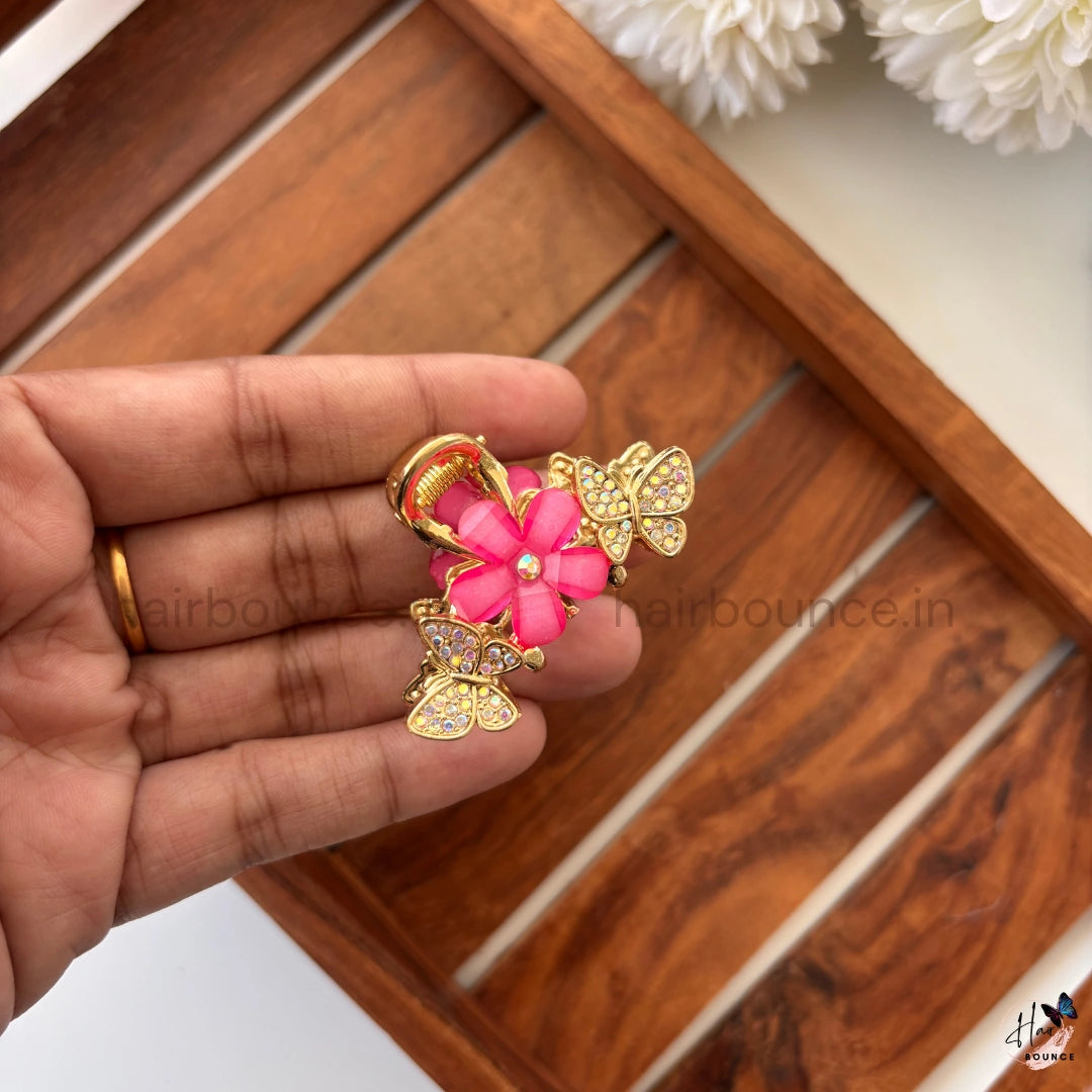 Butterfly Bloom Crystal Hair Claw - Medium