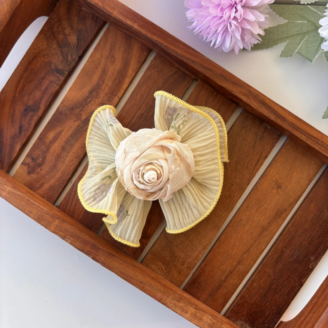Floral Rose Bow Clip