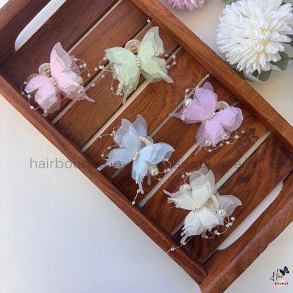 Elegant Butterfly Bead Hair Claw - Small