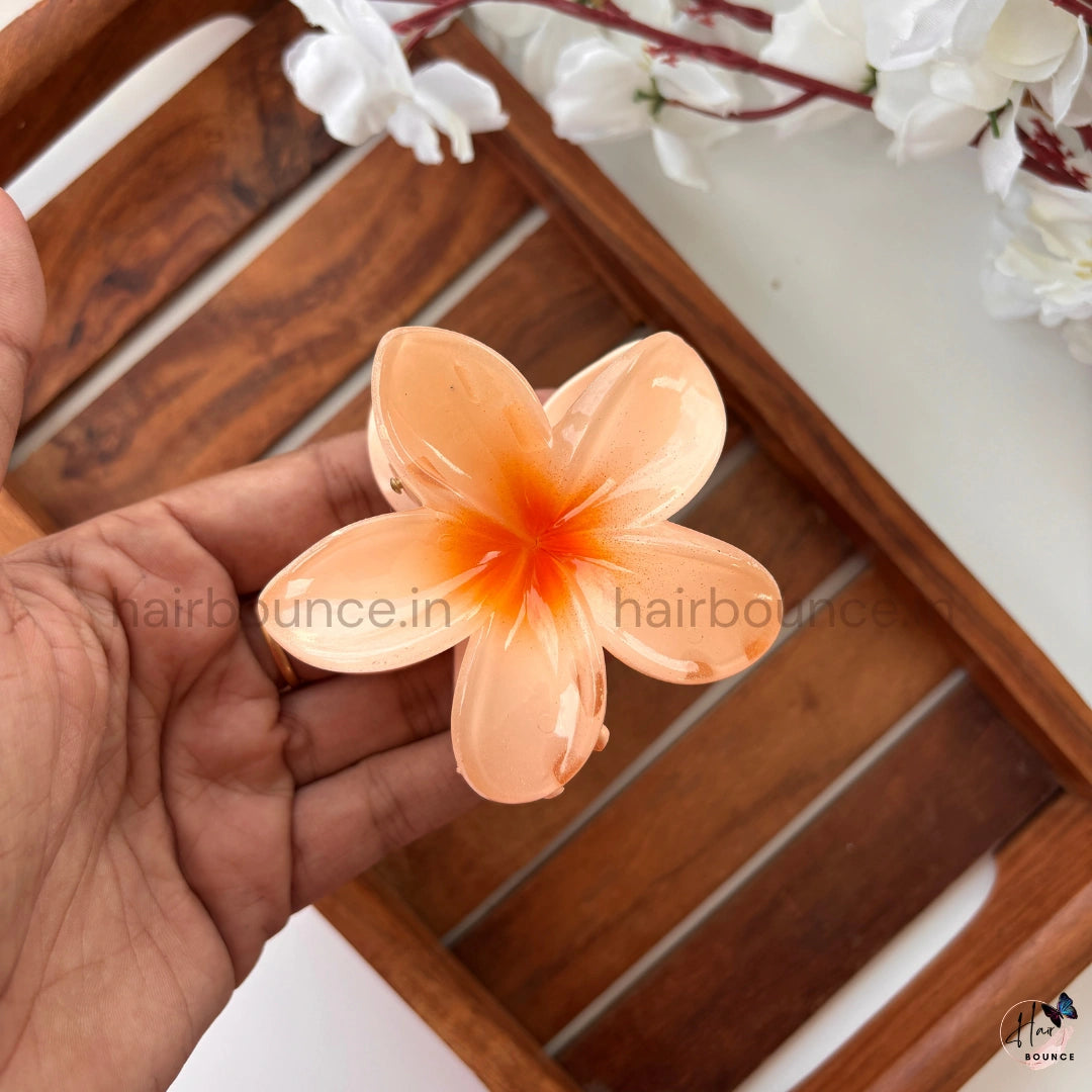 Glossy Floral Hair Claw – Large