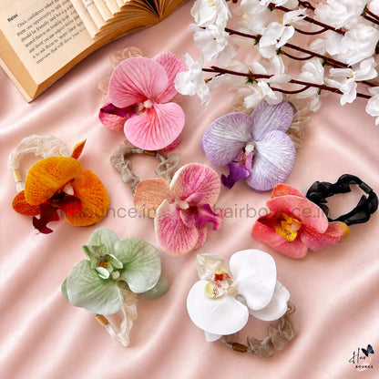 Orchid Bloom Floral Scrunchie Hair Tie