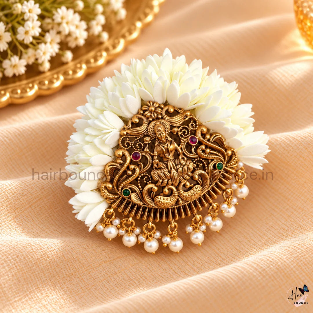 Mullai Lakshmi Pearl Temple Hair Clip