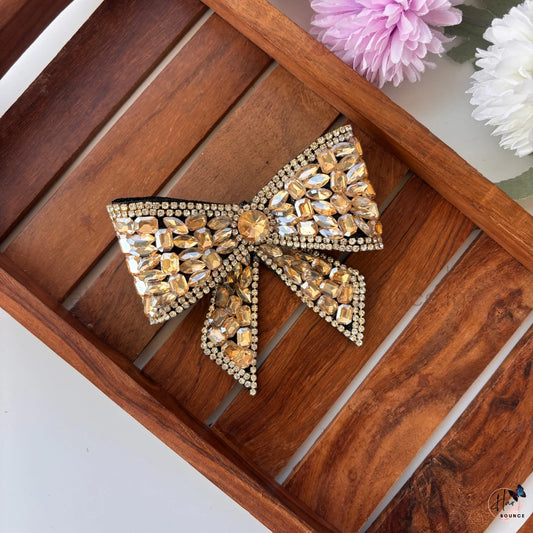 Premium Rhinestone Crystal Luxe Bow Hair Clip