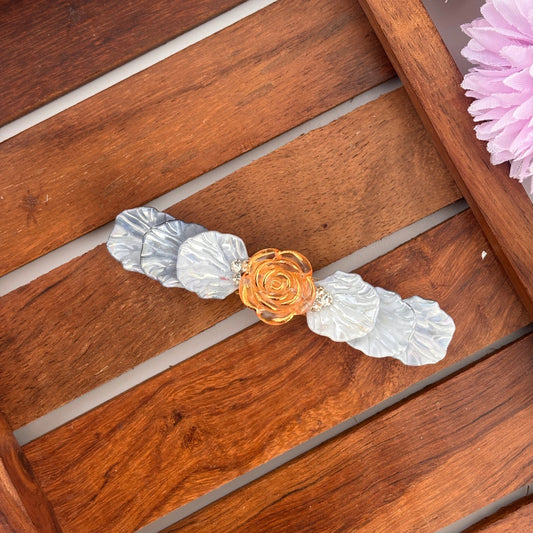 Silver Rose Charm Center Clip