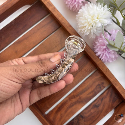 Marble Finish Curved Banana Hair Clip – Medium