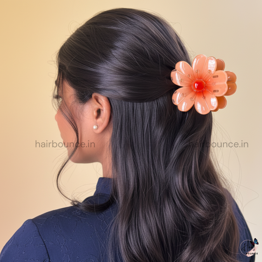 Shiny Petal Charm Hair Claw – Large