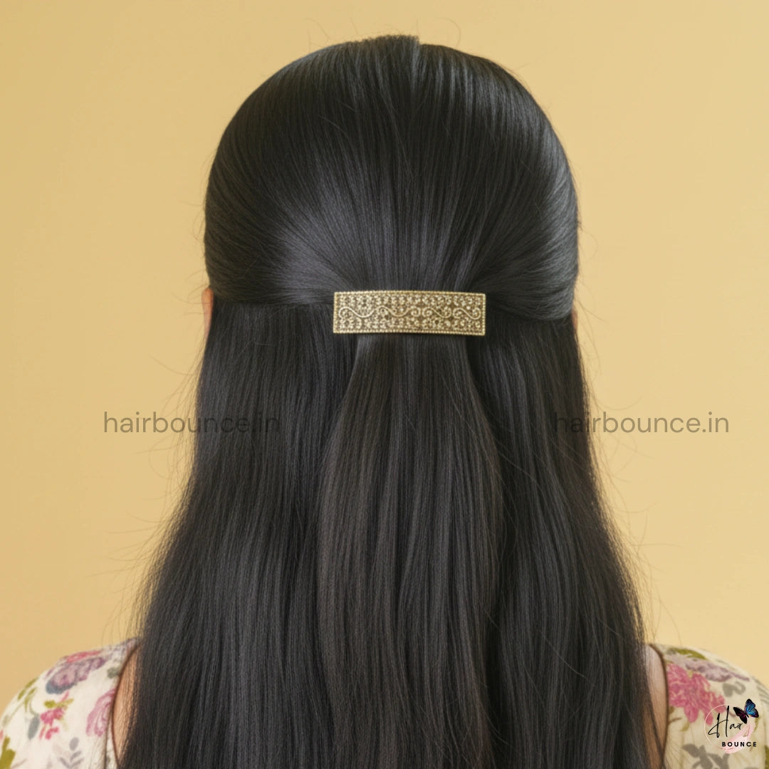 Antique Floral Engraved Hair Clip