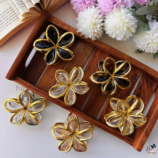 Luxury Gold Flower Hair Claw – Large