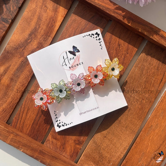 Crystal Bloom Multicolor Floral Center Hair Clip