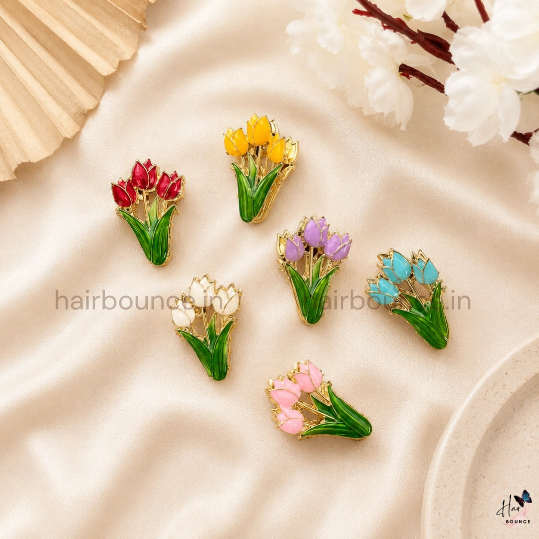 Tulip Garden Metal Hair Claw Clip - Small