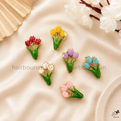 Tulip Garden Metal Hair Claw Clip - Small