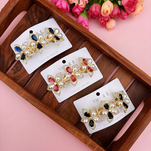 Premium Triple Pearl Bloom Center Clip