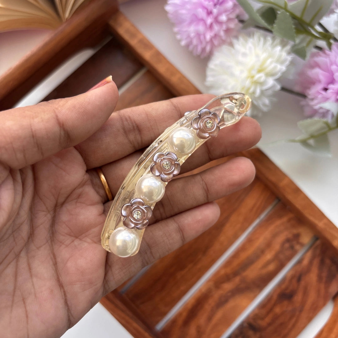 Pearl Blossom Banana Clip - Medium