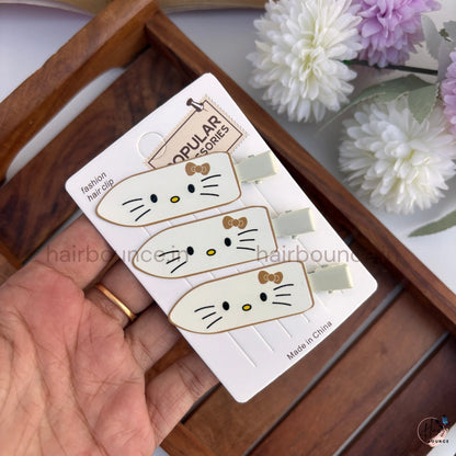 Kitty Printed Snap Hair Clips for Kids (Pack of 3)