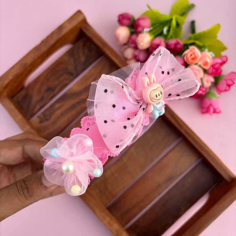 Teddy Flower Bow Headband