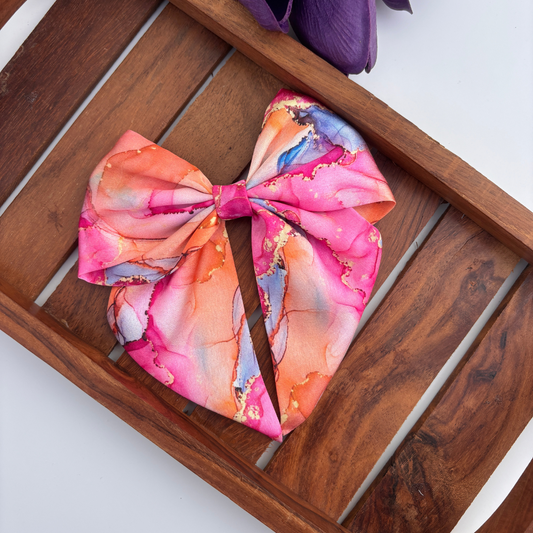 Sunset Marble Printed Sailor Bow