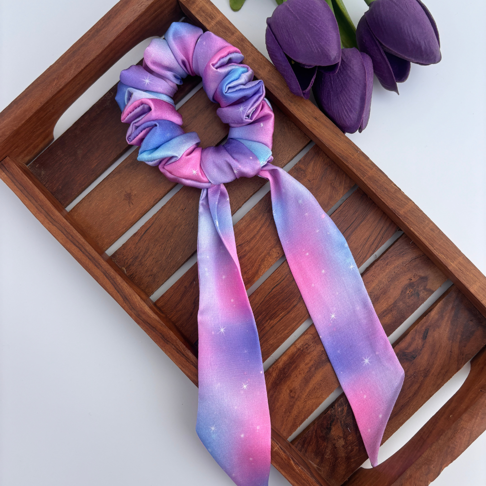 Galaxy Glow Printed Tail Scrunchie