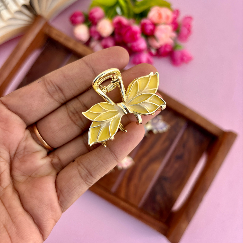 Premium Colourful Knotted Leaf Hair Claw - Medium