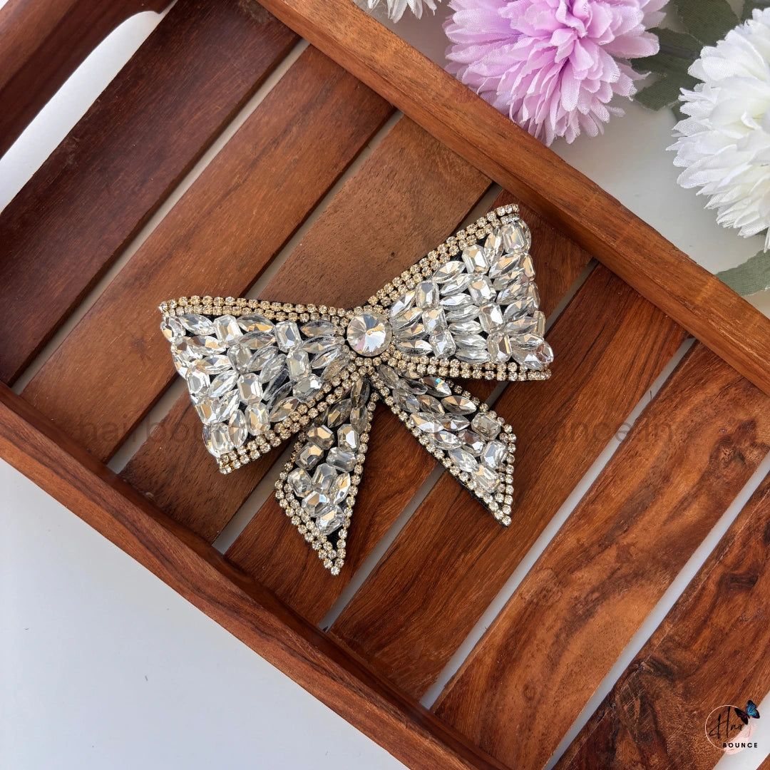 Premium Rhinestone Crystal Luxe Bow Hair Clip