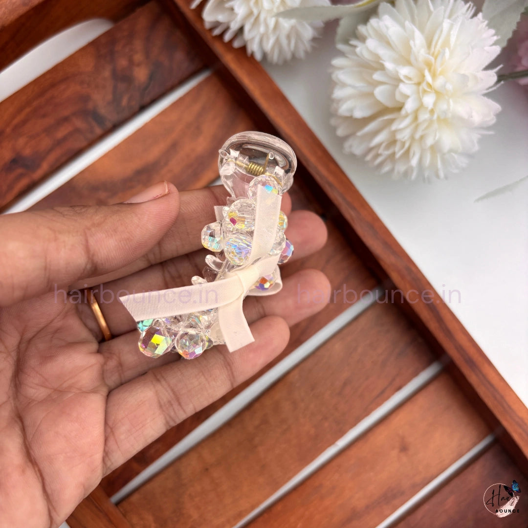 Crystal Bow Mini Hair Claw – Small