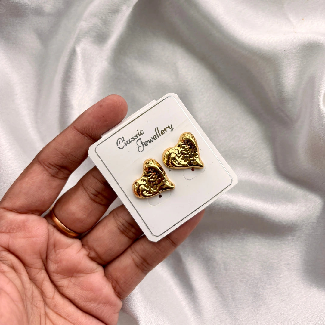 Vintage Carved Heart Studs