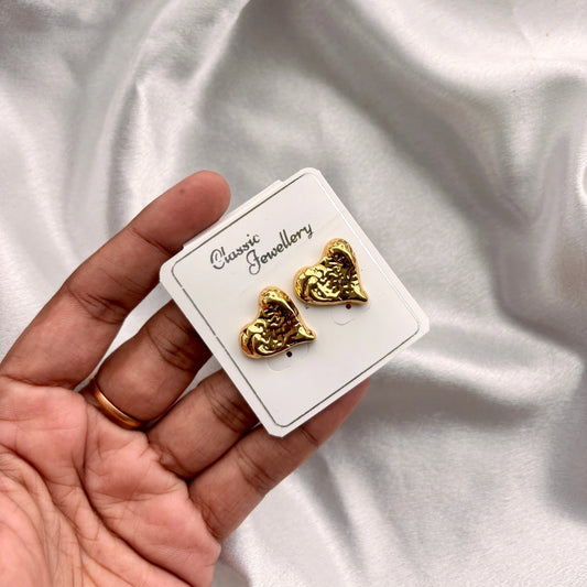 Vintage Carved Heart Studs