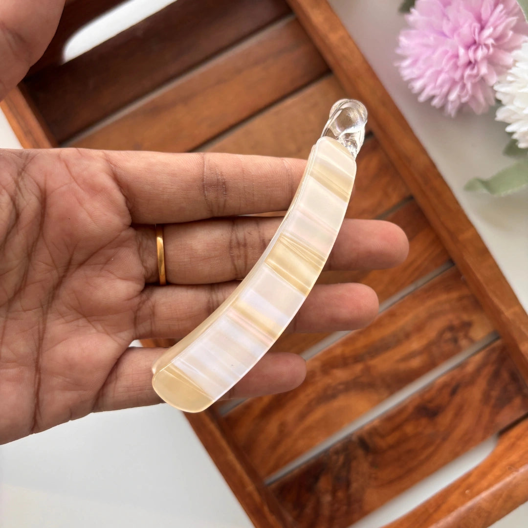 Pastel Stripes Curve Lock Banana Clip - Medium