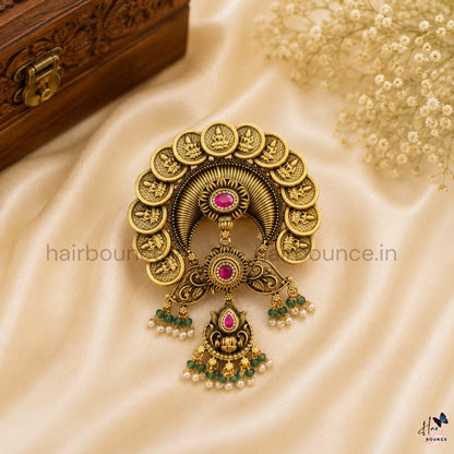 Antique Lakshmi Coin Jada Billa with Pearl Beads – 2 Colours