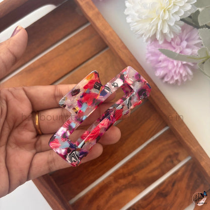 Marble Luxe Rectangle Hair Claw – Large