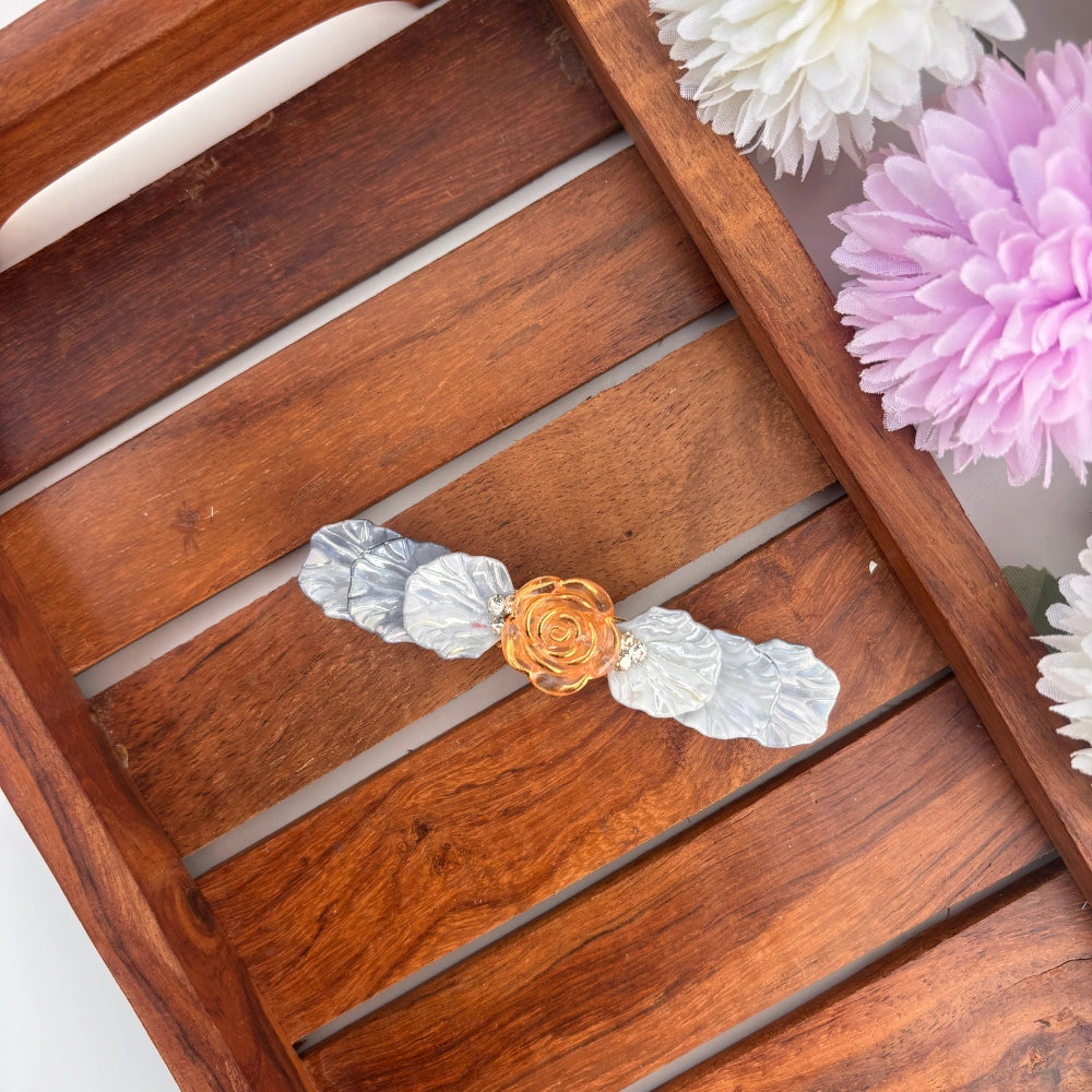 Silver Rose Charm Center Clip