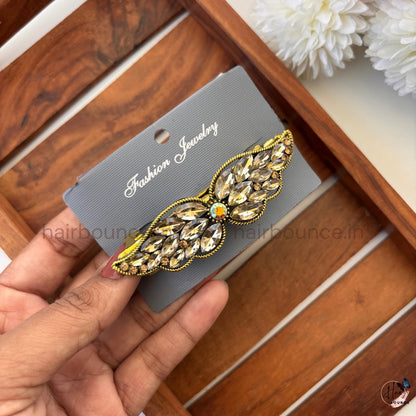 Royal Crystal Leaf Center Hair Clip